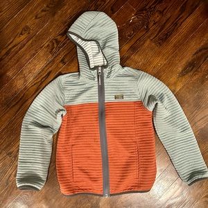 L.L.Bean Kids' Airlight Full-Zip Hoodie, Colorblock gray & orange; size small